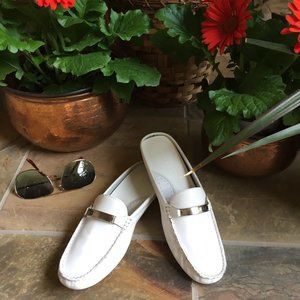 Ralph Lauren White Leather Mindy Mule/Slide